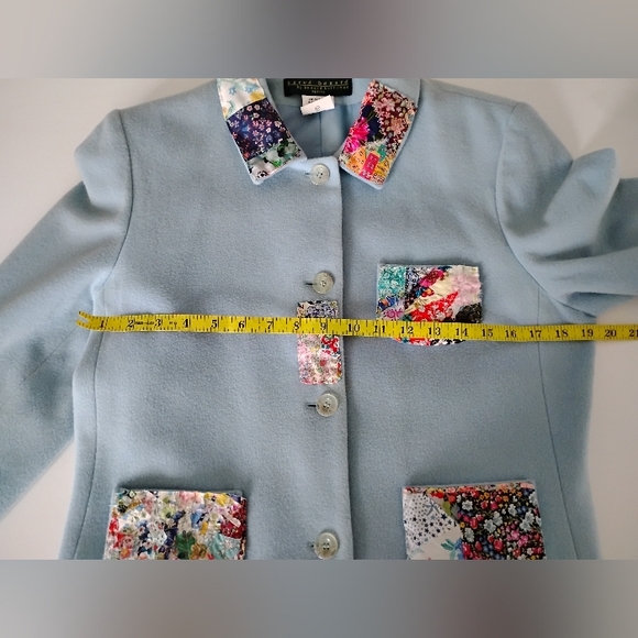 Harvé Benard Wool Cashmere Upcycled Liberty Art Fabric Patchwork Jacket Size 12P - Picture 12 of 15